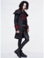 Black and Red Gothic Military Cape Jacket for Men