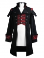 Black and Red Gothic Military Cape Jacket for Men