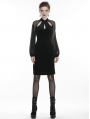 Retro Black Gothic Long Sleeve Hollow-out Short Dress