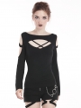 Black Gothic Punk Daily Long Sleeves T-Shirt for Women