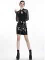 Black Gothic Punk PU Daily Short Skirt