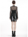 Black Gothic Punk PU Daily Short Skirt