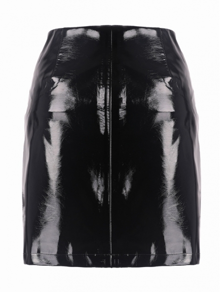 Black Gothic Punk PU Daily Short Skirt - Devilnight.co.uk