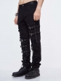 Black Gothic Punk Hole Long Jeans for Men