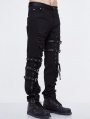 Black Gothic Punk Hole Long Jeans for Men