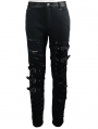 Black Gothic Punk Hole Long Jeans for Men