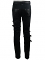 Black Gothic Punk Hole Long Jeans for Men