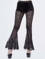 Black Gothic Sexy Velvet Lace Long Flared Trousers for Women