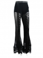 Black Gothic Sexy Velvet Lace Long Flared Trousers for Women