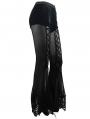 Black Gothic Sexy Velvet Lace Long Flared Trousers for Women