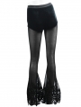 Black Gothic Sexy Velvet Lace Long Flared Trousers for Women