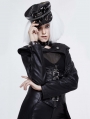 Black Gothic Punk Rivet Faux Leather Hat for Women