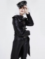 Black Gothic Punk Rivet Faux Leather Hat for Women