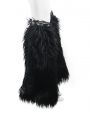 Black Gothic Winter Faux Fur Leg Cuffs for Women