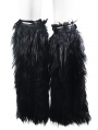 Black Gothic Winter Faux Fur Leg Cuffs for Women