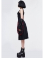 Black Gothic Punk Belt Half Plaid Skirt