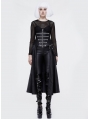 Black Gothic Punk PU Leather High Waist Skirt