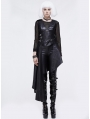 Black Gothic Punk PU Leather Long Asymmetric Waistcoat for Women