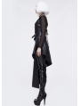 Black Gothic Punk PU Leather Long Asymmetric Waistcoat for Women