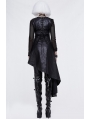 Black Gothic Punk PU Leather Long Asymmetric Waistcoat for Women