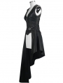 Black Gothic Punk PU Leather Long Asymmetric Waistcoat for Women