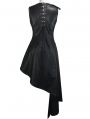 Black Gothic Punk PU Leather Long Asymmetric Waistcoat for Women