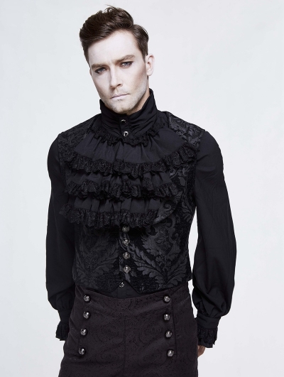 Black Vintage Gothic Victorian Underbust Vest for Men