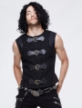 Black Gothic Punk Buckle Belt Vest Top for Men