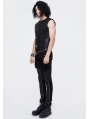 Black Gothic Punk Buckle Belt Vest Top for Men