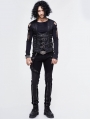 Black Gothic Punk Buckle Belt Waistcoat for Men