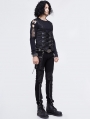 Black Gothic Punk Buckle Belt Waistcoat for Men