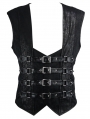 Black Gothic Punk Buckle Belt Waistcoat for Men