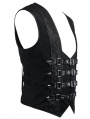 Black Gothic Punk Buckle Belt Waistcoat for Men