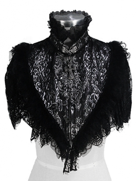 Sliver and Black Vintage Gothic Lace Short Shawl for Women - Devilnight ...