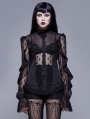 Gothic Sexy Lace Beading Long Sleeve Blouse for Women