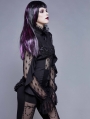 Gothic Sexy Lace Beading Long Sleeve Blouse for Women