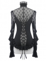 Gothic Sexy Lace Beading Long Sleeve Blouse for Women