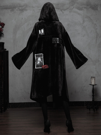 Black Fashion Street Gothic Witch Long Cardigan Jacket for Women