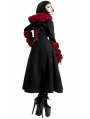 Black and Red Gothic Two Wear Woolen Initation Fur Long Winter Coat for Women