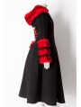Black and Red Gothic Two Wear Woolen Initation Fur Long Winter Coat for Women