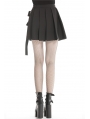 Black Gothic Punk Pleated Short Casual Skirt with Bag