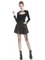 Black Gothic Punk Pleated Short Casual Skirt with Bag