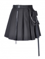 Black Gothic Punk Pleated Short Casual Skirt with Bag