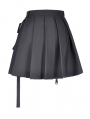 Black Gothic Punk Pleated Short Casual Skirt with Bag