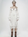 White Vintage Gothic Victory Day Lace High-Low dress