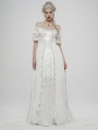 White Vintage Gothic Victorian off-the-Shoulder Long Dress