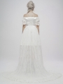 White Vintage Gothic Victorian off-the-Shoulder Long Dress