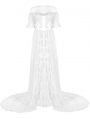 White Vintage Gothic Victorian off-the-Shoulder Long Dress