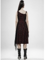 Red Plaid Gothic Punk Rebellious Girl Irregular Dress
