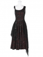 Red Plaid Gothic Punk Rebellious Girl Irregular Dress
